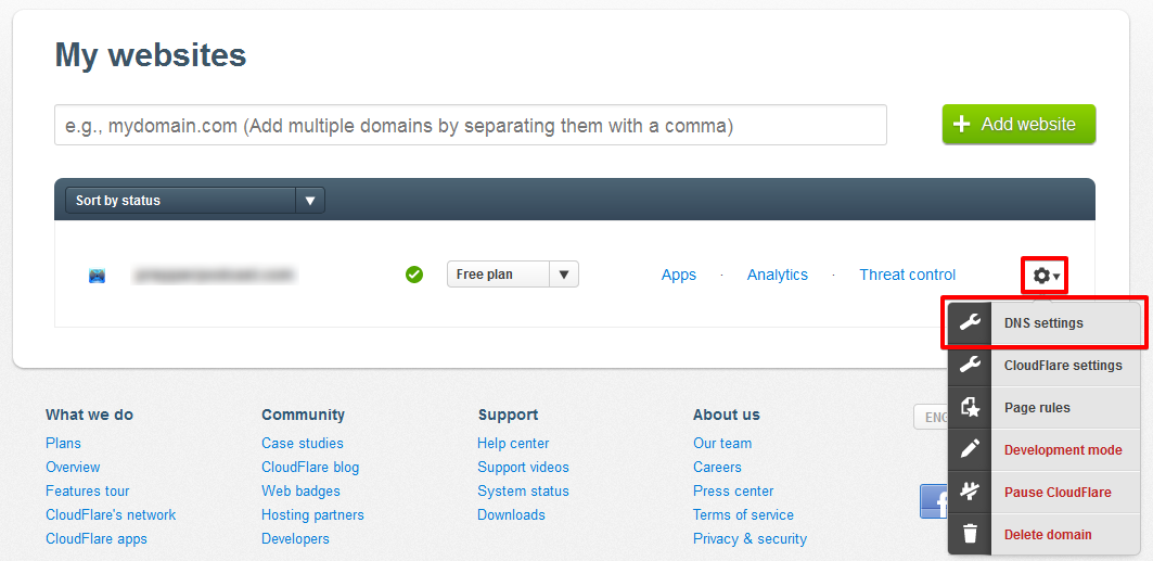 Access CloudFlare DNS manager