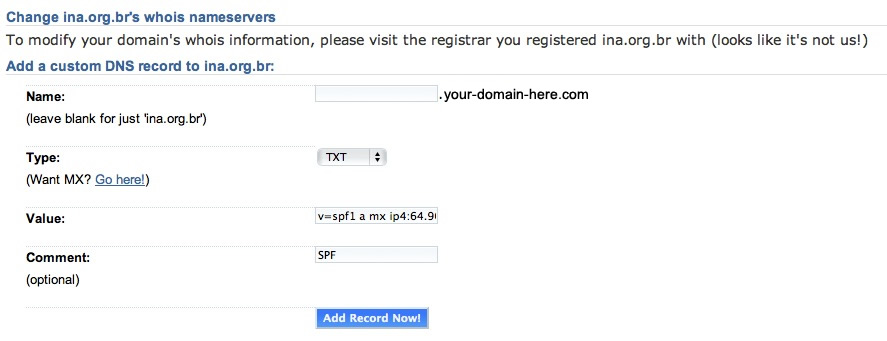 Add SPF record on DreamHost