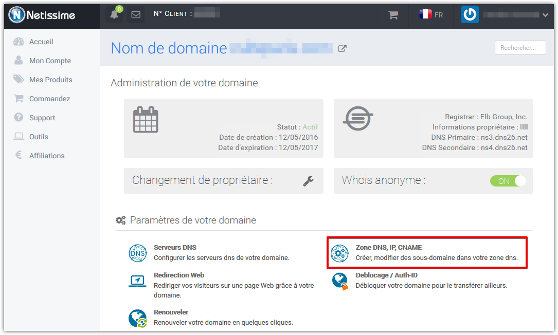 Netissime DNS Zone