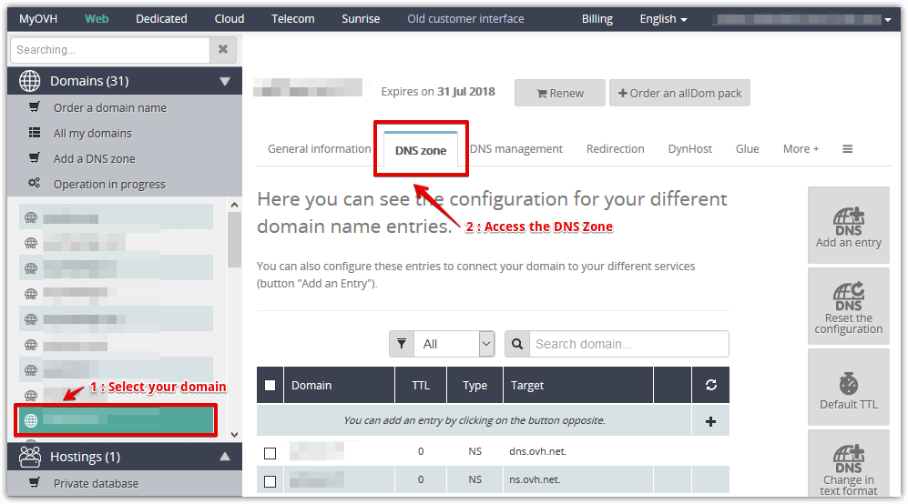 DNS Zone link